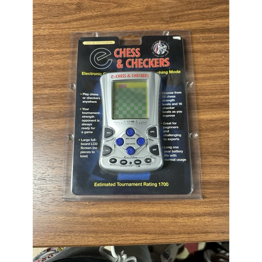 Excalibur Chess & Checkers Handheld Electronic Travel Game NEW in Package‎